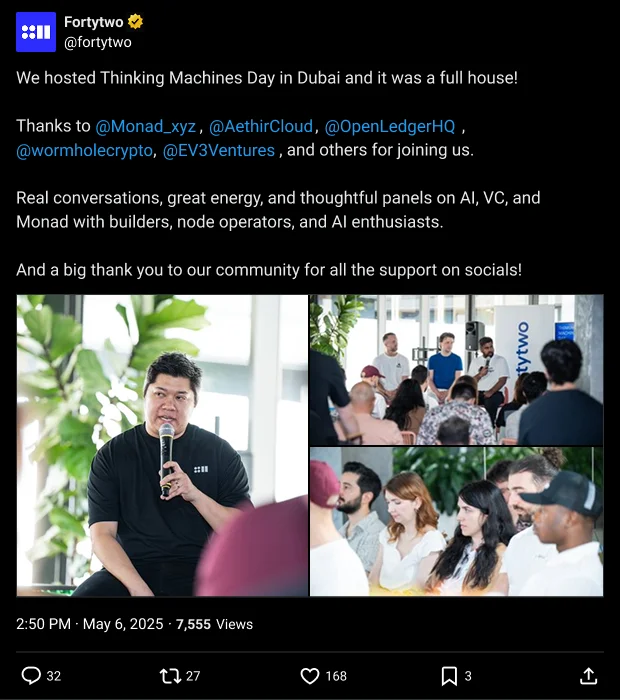 Tweet: We hosted Thinking Machines Day in Dubai and it was a full house!