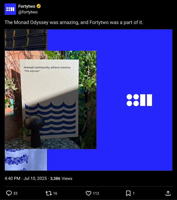 Tweet: The Monad Odyssey was amazing, and Fortytwo was a part of it.